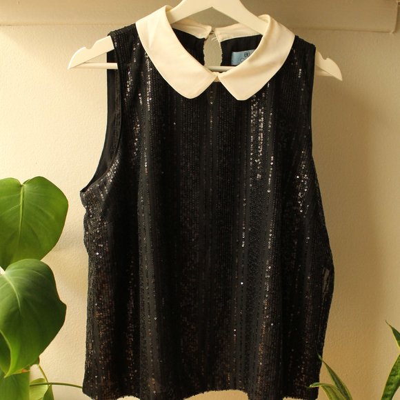 sequin peter pan collar blouse